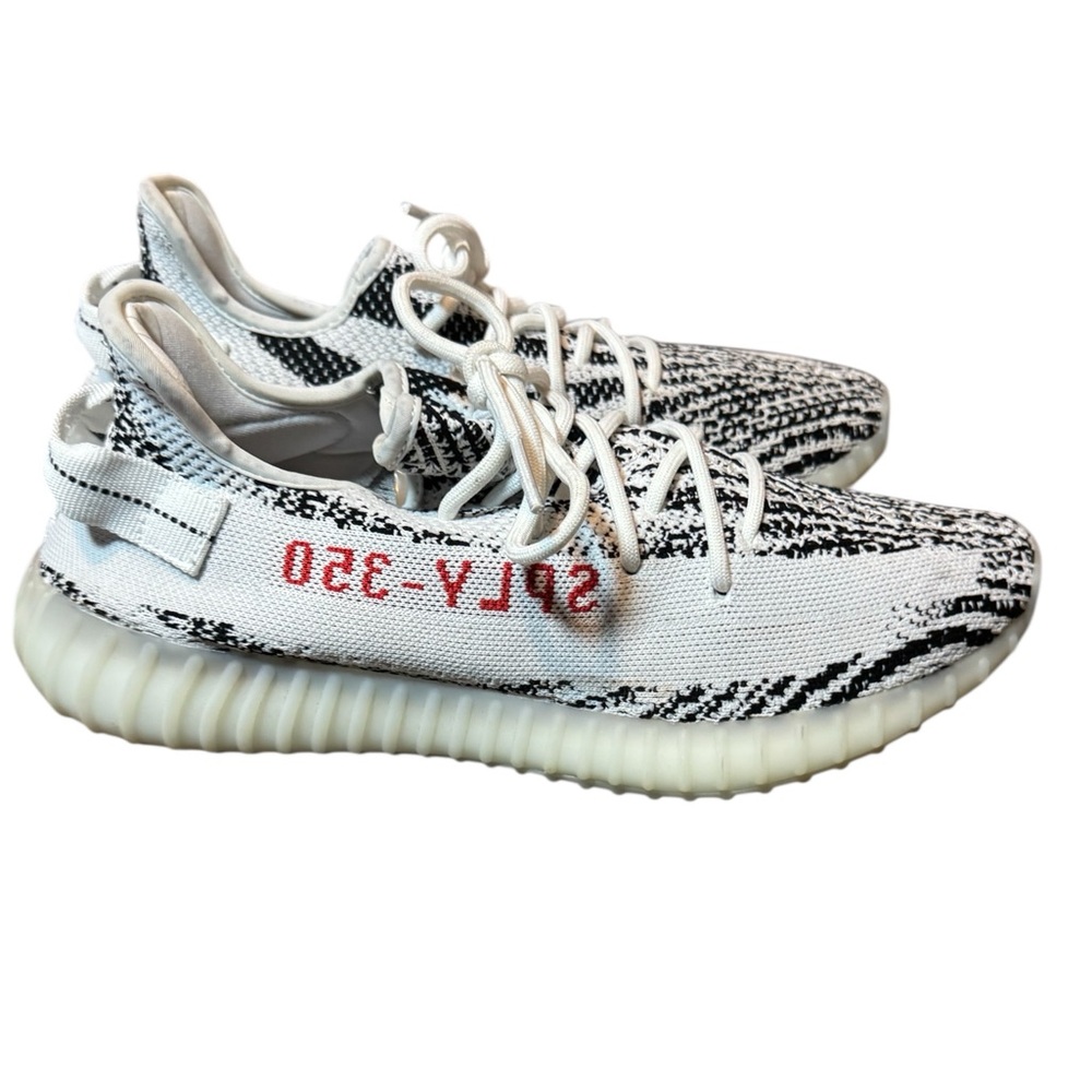 Adidas Yeezy Boost 360 V2 Zebra Print Black White Sneakers Size 11.5 - Picture 2 of 9